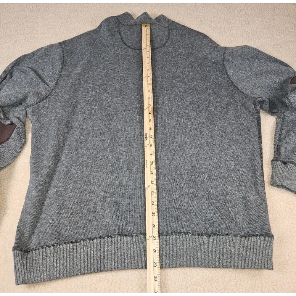 Cremieux 2XT Quarter Zip Sweater‎ Gray Cotton Pullover Elbow Patch Reversible